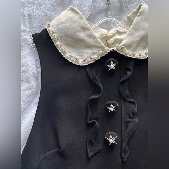 MIU MIU silk dress with embellished Peter Pan collar. - Picture 5 of 6